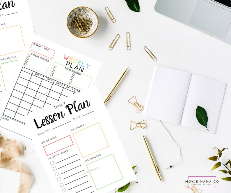 Homeschool Daily & Weekly Lesson Plan Pages Homeschool Planner 2 Pages Instant Download PDF image 2