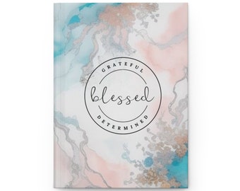 Grateful Blessed Determined Matte Hardcover Journal | 5.75" x 8" Lined Notebook | Multicolor