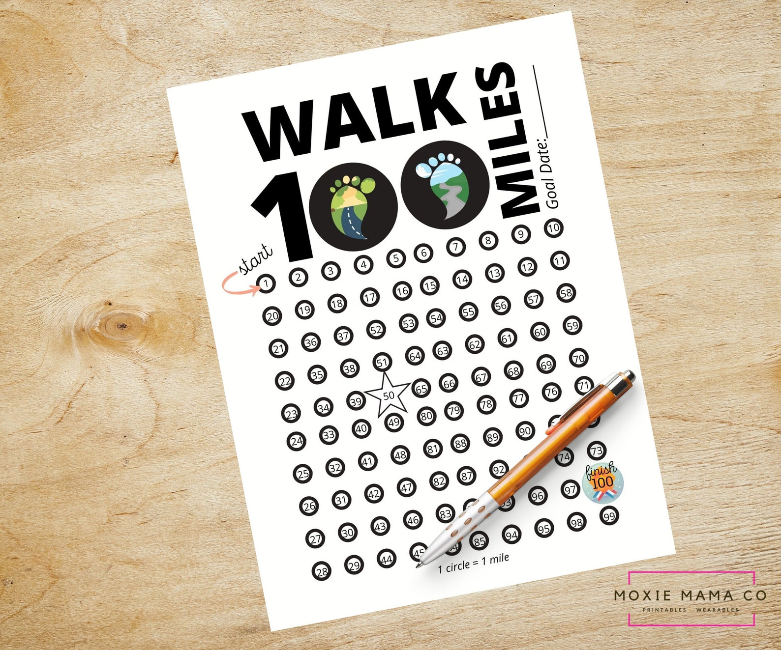 Modern Minimal Walk 100 Miles Tracker Printable Fitness Etsy