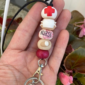 Nurse Lanyard, RN Gift, Custom Badge Lanyard, School Nurse Appreciation, Clay Beaded Lanyard, Nurse ID Badge, Nurse gift image 2