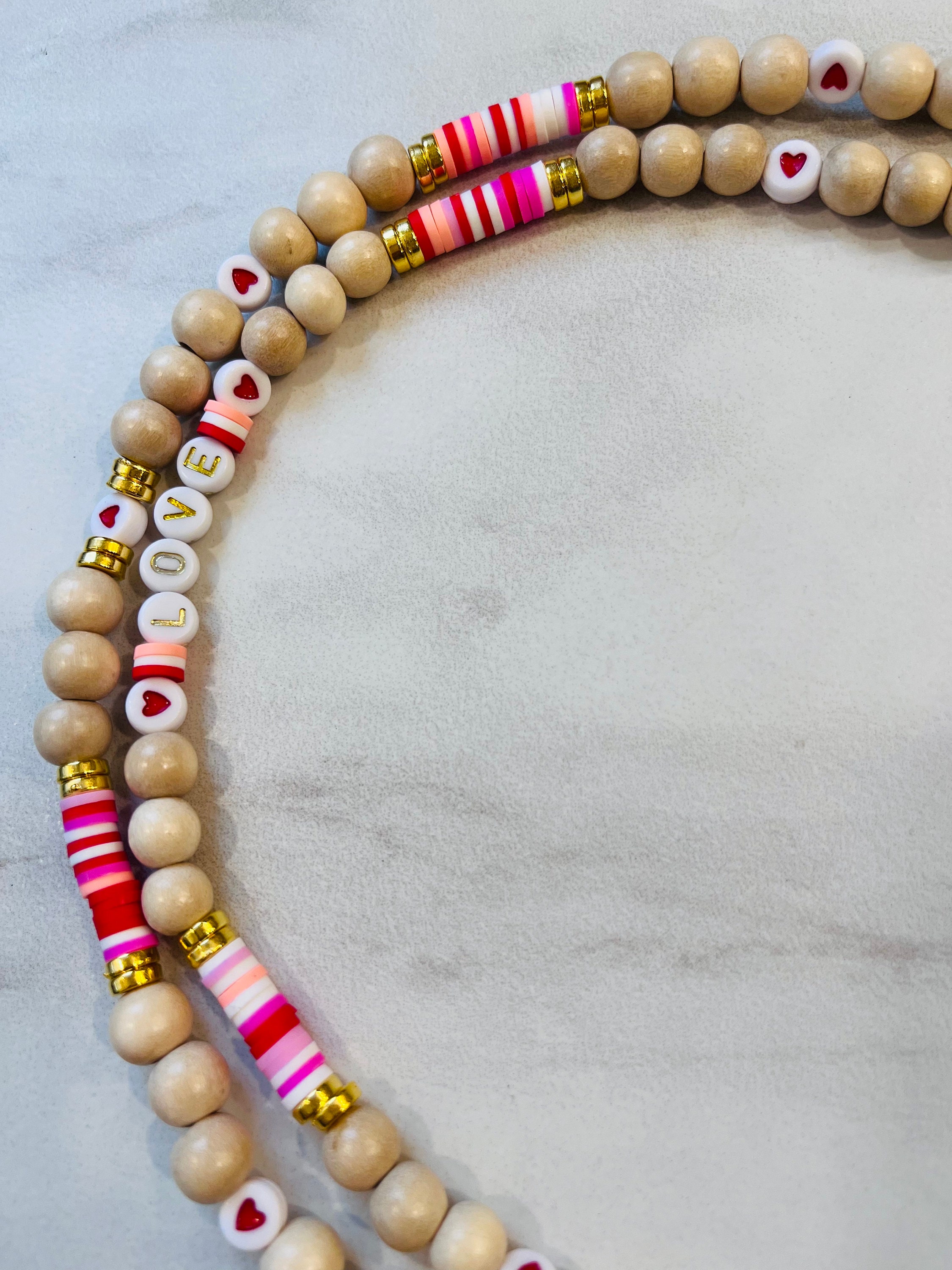 Valentine’s Day teacher lanyard, Valentine’s Day lanyard, v day gift for teacher, love lanyard, wooden lanyard, polymer clay beaded lanyard