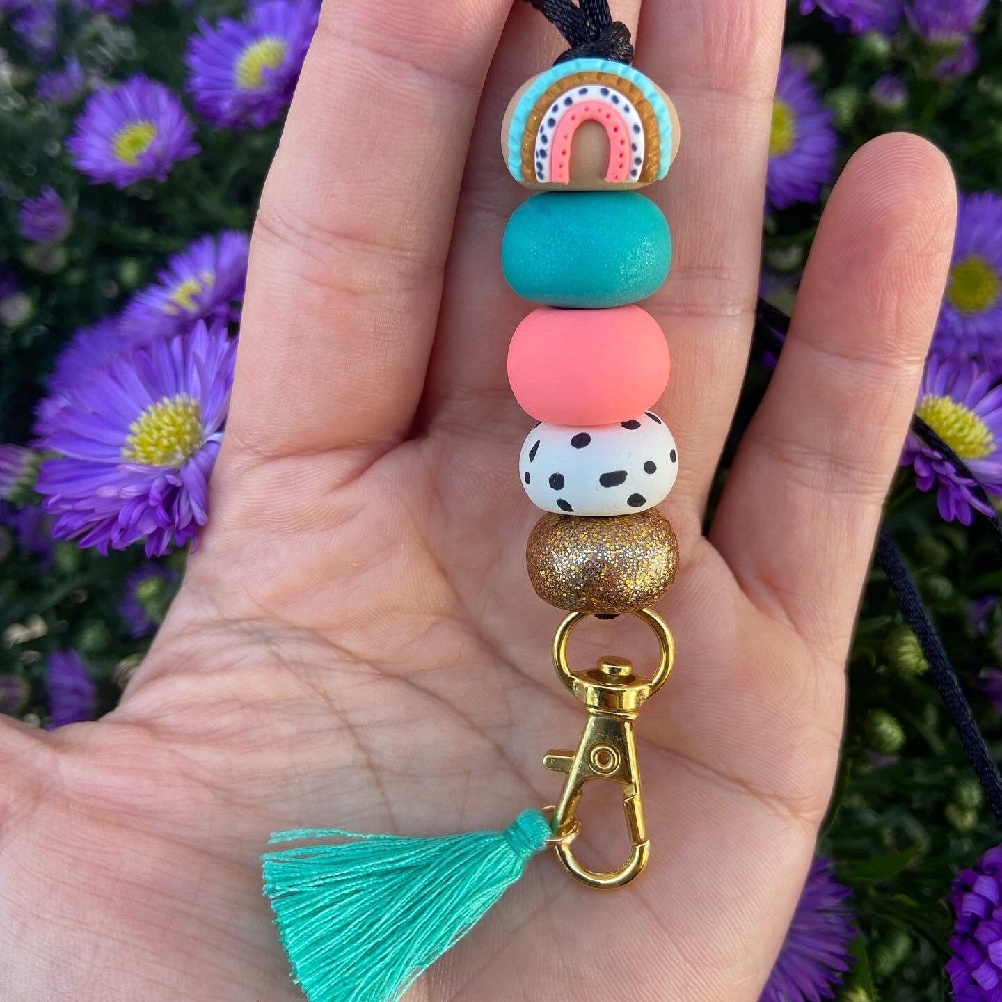 Boho Lanyard Teacher Lanyard Beaded Boho Rainbow Classroom Etsy