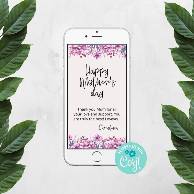 Electronic Mother's Day Card Template Editable Etsy