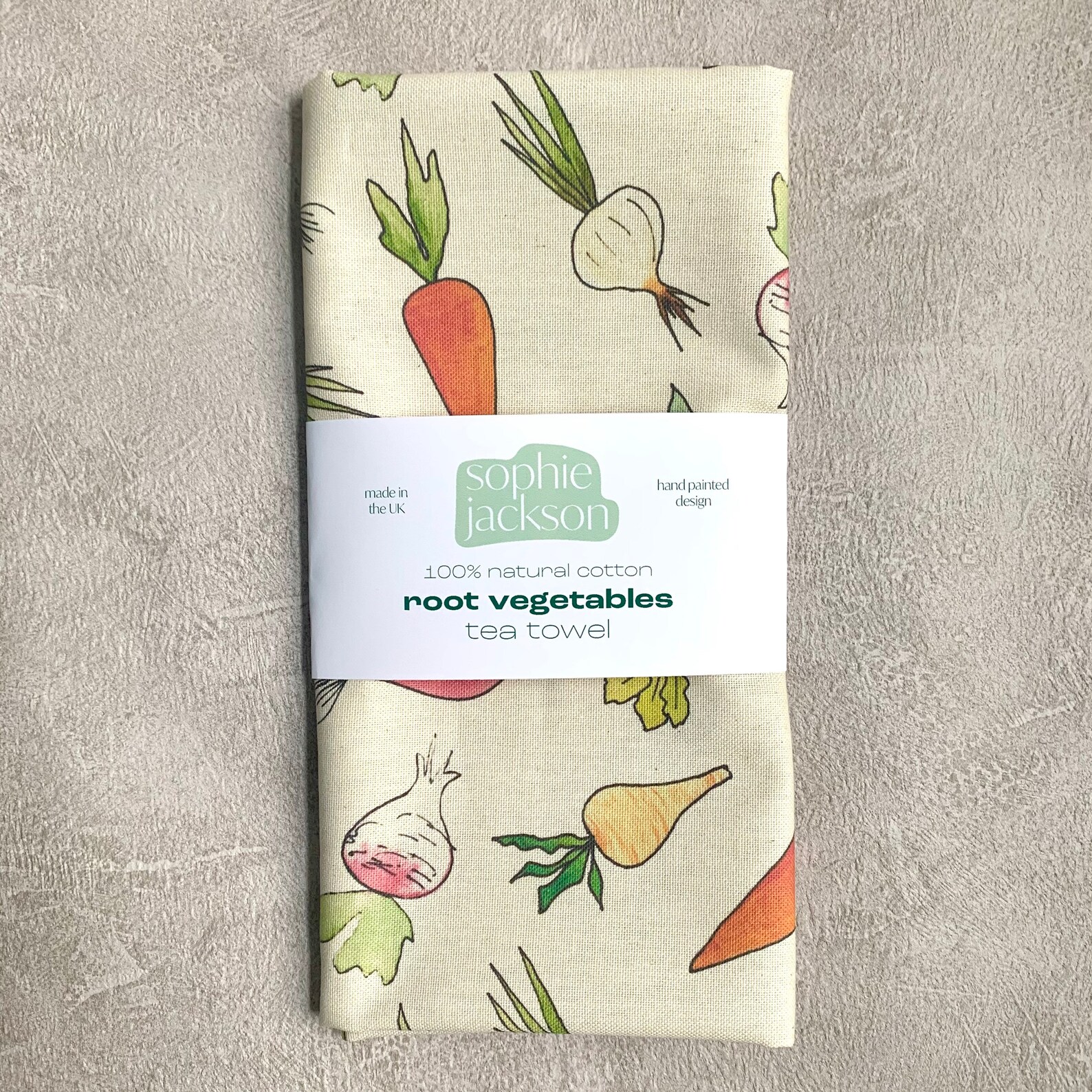 Vegetable print tea towel. Natural unbleached cotton hand Etsy