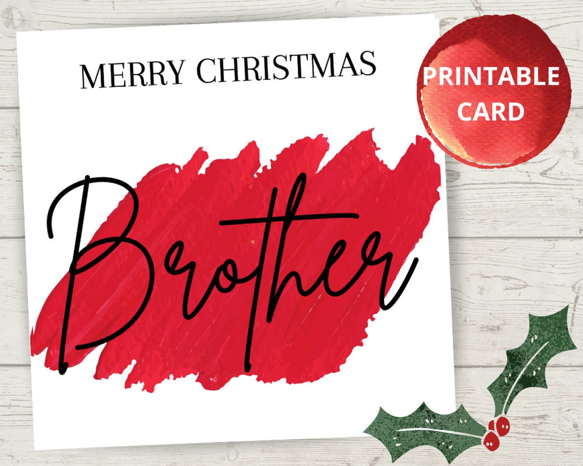 Printable Brother Christmas Card Holiday Greetings Card | Etsy