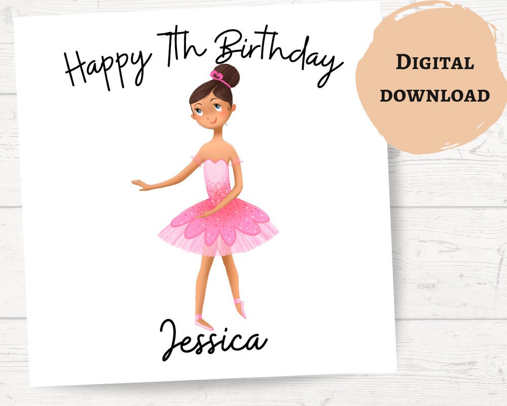 Personalised Ballerina Birthday Card Girls Birthday Cards | Etsy