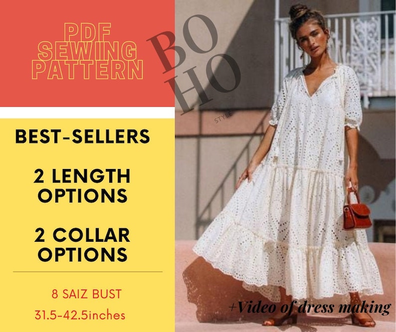 PDF Sewing patterns Boho dress Pattern Linen Dress Patterns Etsy