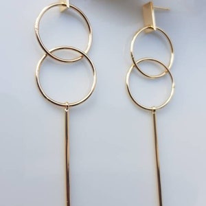 Camille hanging earrings in gold-plated brass.