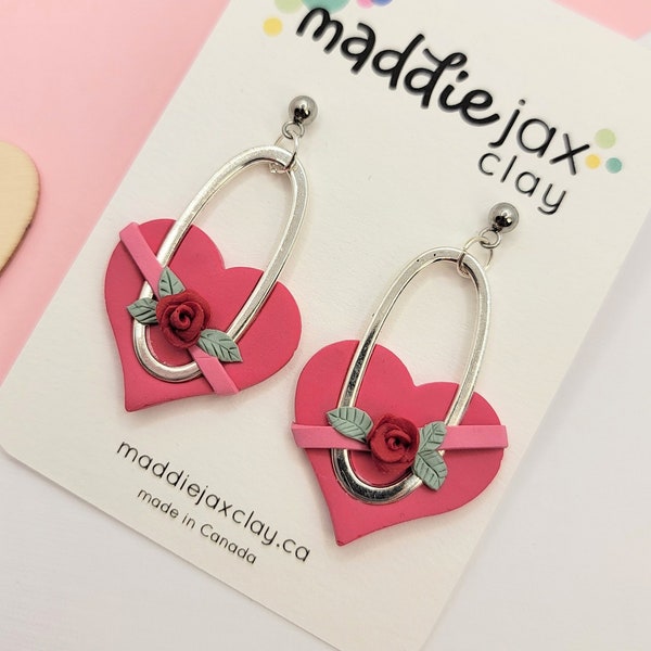 Ribbons & Roses Polymer Clay Earrings | handmade | unique earrings | jewelry | gift for her | nickel free hypoallergenic