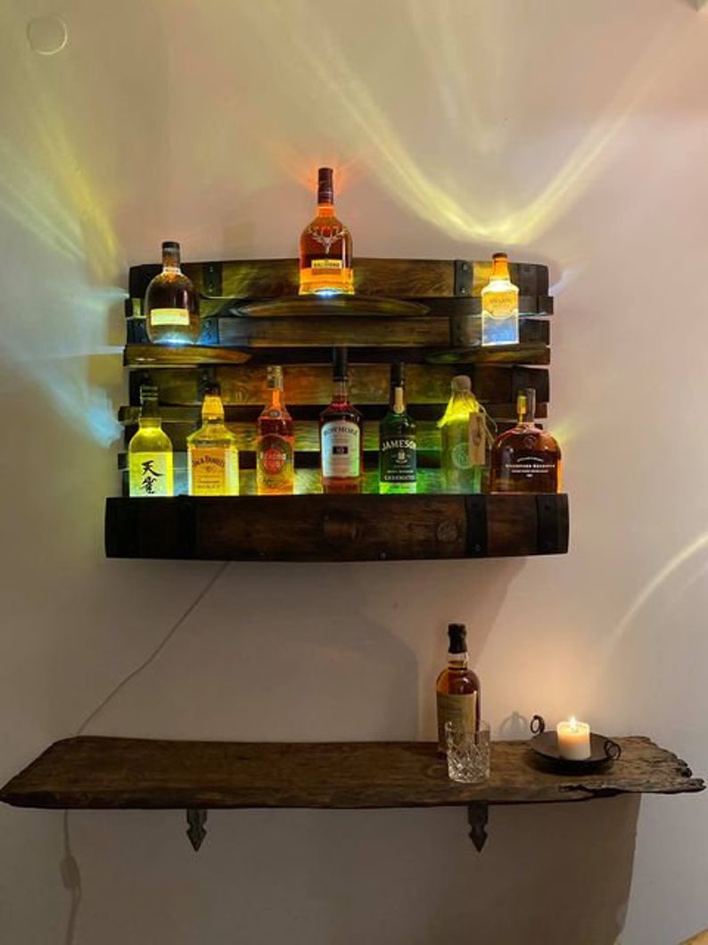Estante de licor de madera de barril de whisky Muebles de | Etsy