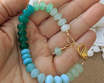 Rainbow gemstone candy bracelet in turquoise/green