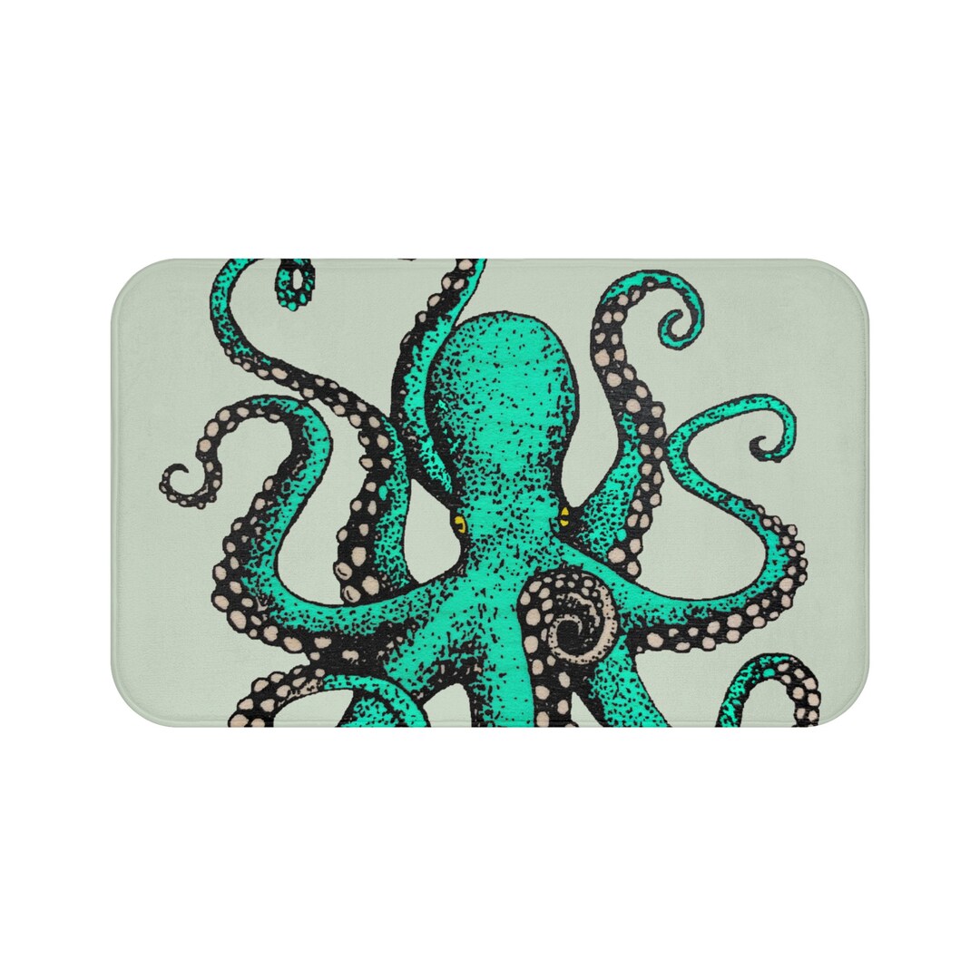 Octopus Bath Mat Antique Green Etsy