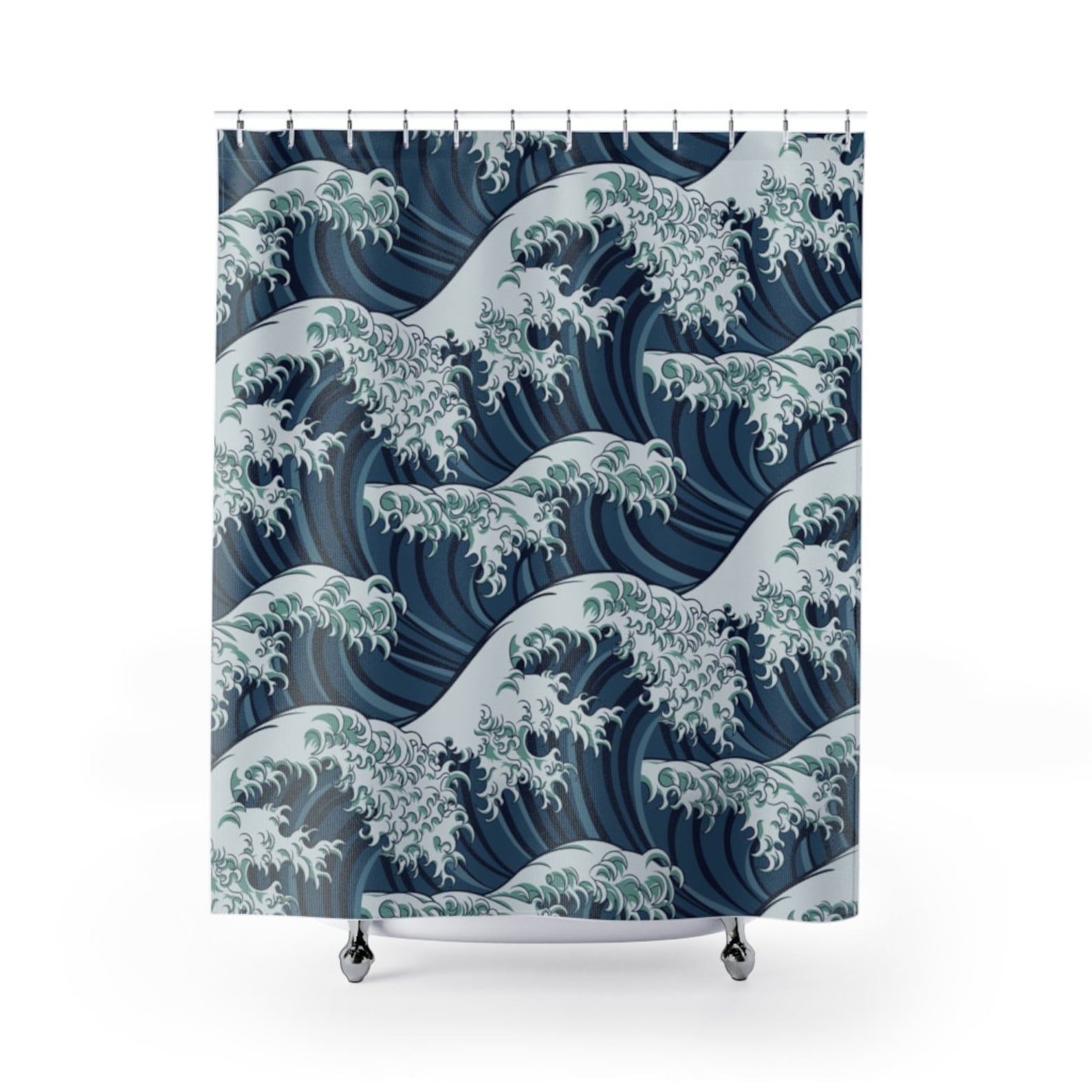 Japanese Great Wave Shower Curtain Etsy