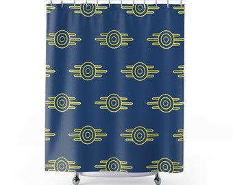 VAULT-TEC Premium Duschvorhang - Blau - Multi Logo