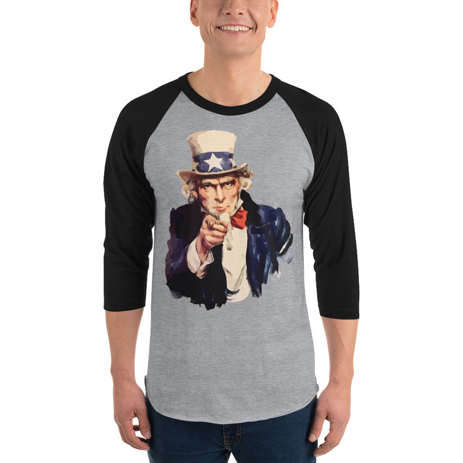 Uncle Sam 3/4 sleeve raglan shirt | Etsy