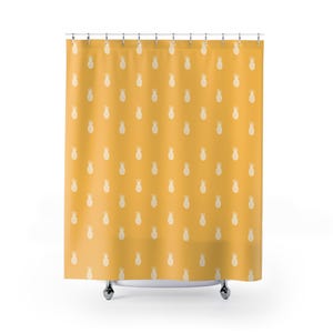 Pineapple Art Shower Curtain – 71&quot;x74&quot; Tropical Decor – 12 Hook Holes Polyester Curtain