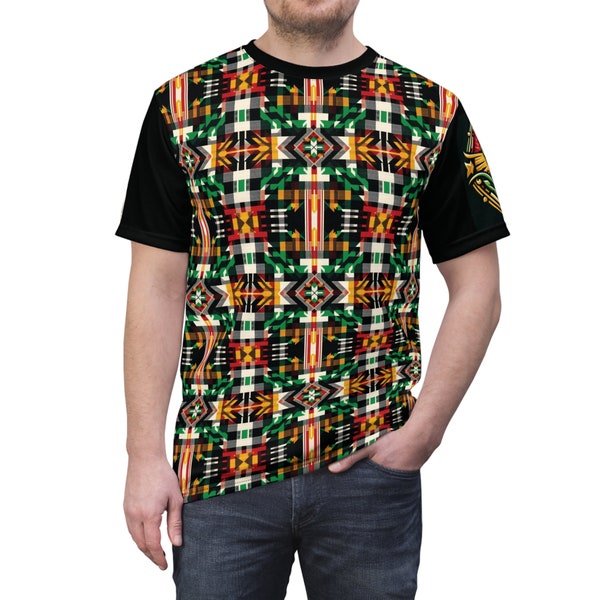 Rastafarian Lion of Judah T-Shirt - Unisex Plaid Tee - Reggae Colors Green, Red, Yellow - Perfect for Rasta Music Lovers & Bob Marley Fans