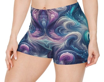 Aquaflora Twirl: Pink & Teal Whirlwind Damen-Shorts