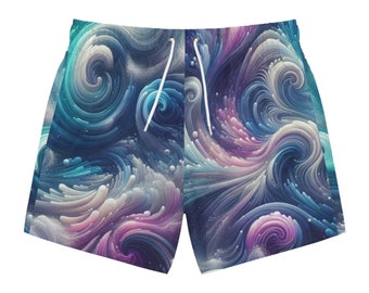 Abstract Purple Swirl Swim Trunks (AOP)