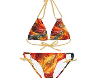 Sunset Tides: Enchanting Swirl Strappy Bikini