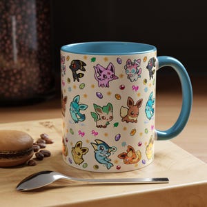 Eeveelution Mug / Anime and Gaming Home decor / Kawaii Gift / Poke Birthday / Personalized Mug / gamer gifts / gaming decor / poke gift image 2