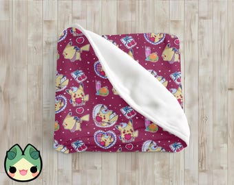 Poke Velveteen Plush Blanket Pika Valentine's Day : Custom blanket / gift for girlfriend / gift for boyfriend / Custom gift for couples