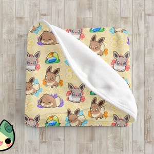 Poke Velveteen Plush Blanket Eevee / Cozy throw for gamers and anime fans / pet blanket / personalized blanket / eeveelution / baby blanket