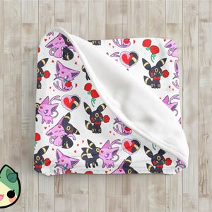 Manta de colección Poke Valentines Day / Lindo regalo para jugadores y parejas / Regalo de Pokémon / Mercancía Kawaii de Eeveelution / Regalo personalizado