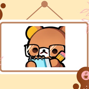 Cute Bear "Notes" Emote / Kawaii Emote / Anime Emote / Emotes for Streaming on Twitch and Discord