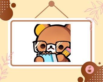 Cute Bear "Notes" Emote / Kawaii Emote / Anime Emote / Emotes for Streaming on Twitch and Discord