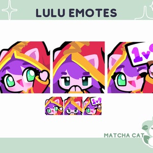 Lulu Emotes / League of Legends / Emotes for streaming on twitch discord and youtube / cute gaming and anime emotes