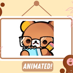 ANIMATED Bear Notes Emote / Cute animated bear Anime Funny Meme emote / kawaii emote for streaming on twitch and discord