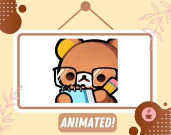 Animated Bear Notes Emote: Funny Kawaii Meme for Twitch/Discord