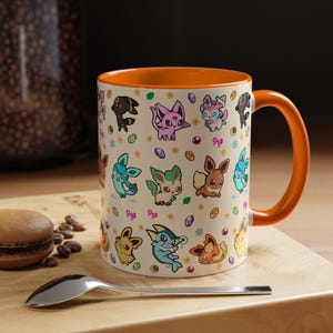 Eeveelution Mug / Anime and Gaming Home decor / Kawaii Gift / Poke Birthday / Personalized Mug / gamer gifts / gaming decor / poke gift image 3