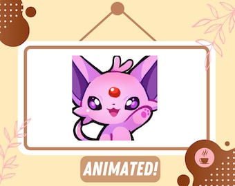 ANIMATED Espeon Wave Emote / Cute animated emote for Twitch, Discord and Other Streaming Platforms!