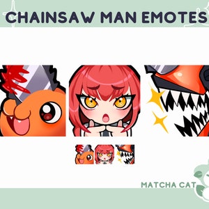 Chainsaw Emote Bundle / kawaii anime themed emotes for streaming on twitch and discord / Makima /
