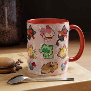 Poke Mug Kitties / Anime and Gaming Home decor / Kawaii  Gift / Poke Birthday / sprigatito litten skitty / Custom Mug