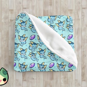 Eeveelution Series Velveteen Plush Blanket, Poke Throw Gifts for Fans and Gamers, Birthday Gift, Home Decor, Valentines Day, Vaporeo n