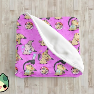 Poke Velveteen Plush Blanket Mimikyu / Pogo / Poke Birthday Gift /Pet Blanket / personalized blanket / Sun and Moon / custom anime blanket