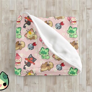 Poke Kitty Velveteen Plush Blanket / Cozy blanket for geeks gamers and anime fans / eeveelutions /Pet Blanket / personalized blanket /