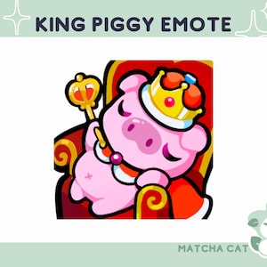 King Piggy Emote / Cute Emotes para transmitir en Twitch Youtube y Discord / Pink Pig estética egirl kawaii mascotas animales verano