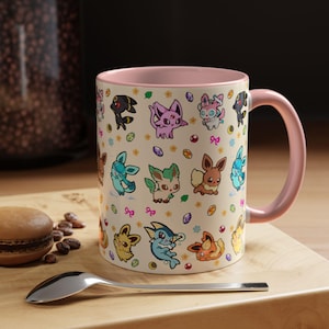 Eeveelution Mug / Anime and Gaming Home decor / Kawaii Gift / Poke Birthday / Personalized Mug / gamer gifts / gaming decor / poke gift