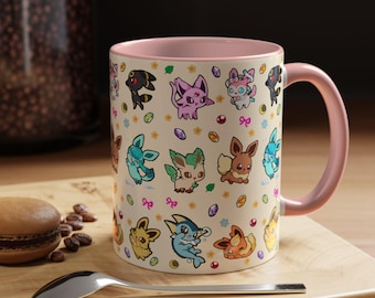 Eeveelution Mug / Anime and Gaming Home decor / Kawaii Gift / Poke Birthday / Personalized Mug / gamer gifts / gaming decor / poke gift