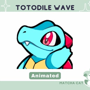Animated Totodile Wave Emote / Cute Kawaii Poke Emotes Streaming Twitch Discord Assets Cute Gamer Digital Products