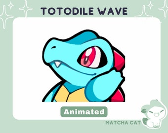 Animated Totodile Wave Emote / Cute Kawaii Poke Emotes Streaming Twitch Discord Assets Cute Gamer Digital Products