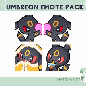 Umbreon-Emote Pack / 4 cute Poke Emotes for streaming on Twitch and Discord /