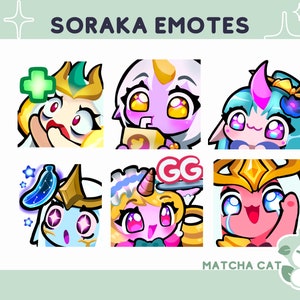 Soraka Emote Bundle / League of Legends Emotes for Streaming on Twitch Youtube and Discord / Kawaii Cute Anime Gaming Emote