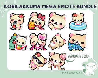 Pacchetto Mega Emote Orso Kawaii / Emote carine per lo streaming su Twitch e Discord / Emote Anime / Emote per giochi / Kitty and Friends