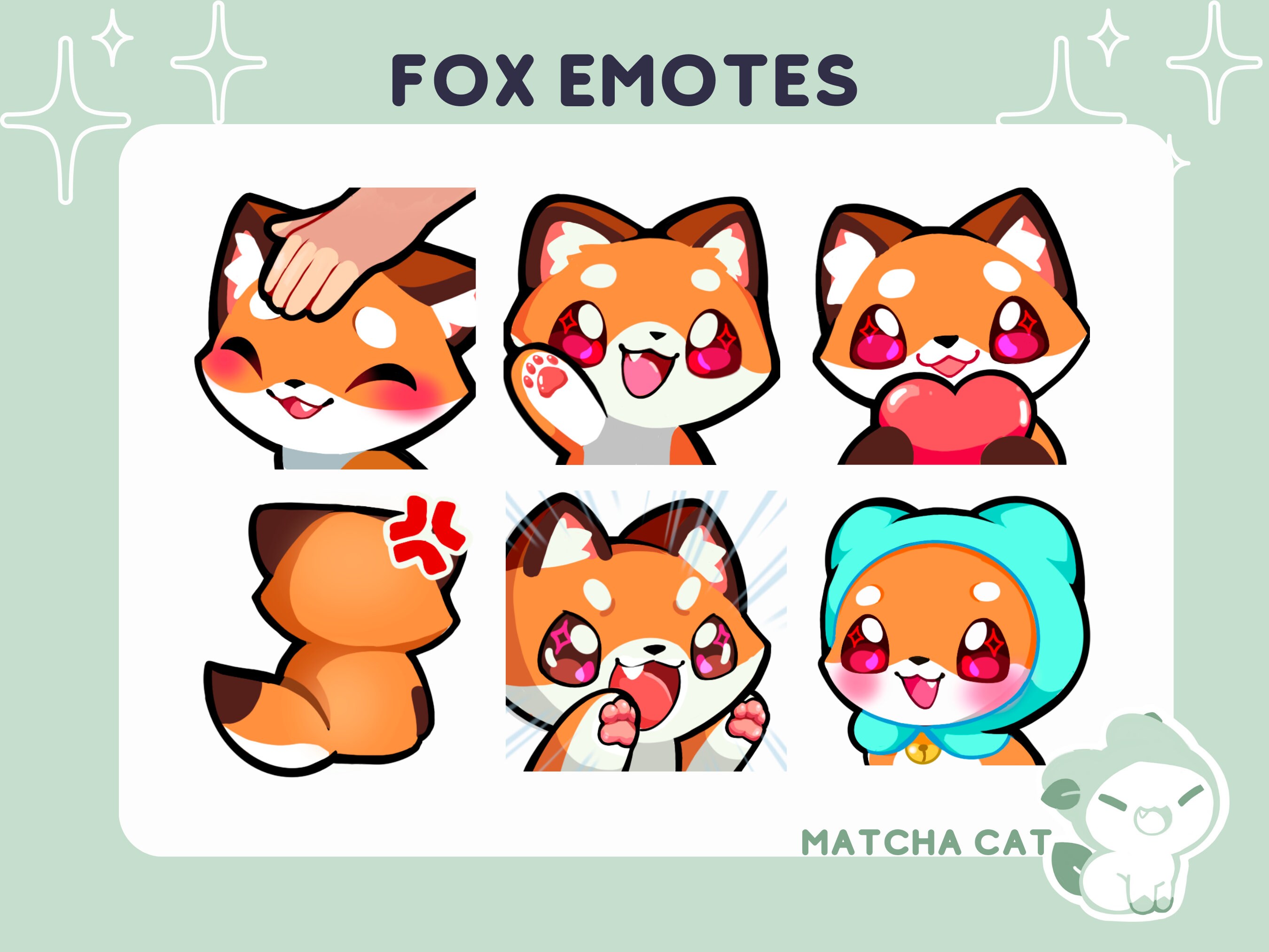 5x OKAMI Emotes for Twitch and Discord | Kawaii Wolf emoji | Cute Chibi Fox  or Dog for Streamers