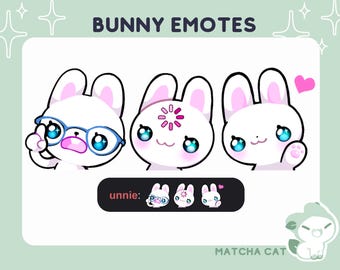 Paquete de emoticones de conejito para Twitch / Emoticones lindos para transmitir en Twitch y Discord / Emoticones de conejo / Kawaii / Emoticones de streamer / Emoticones personalizados